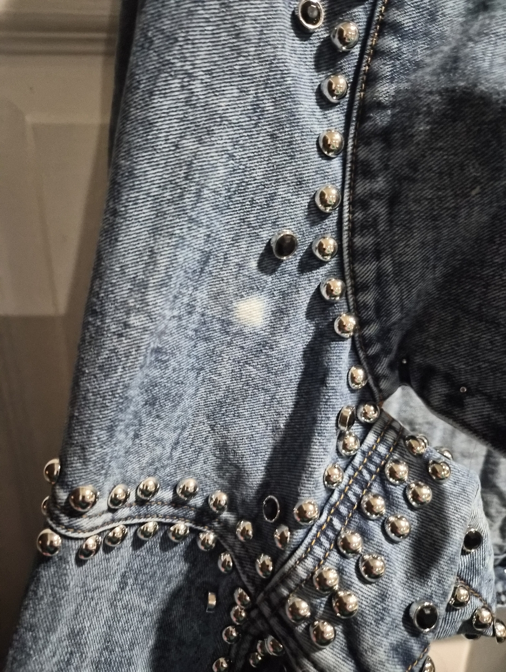 Fashion Nova Light Blue Denim Studded Bolero Jacket 3x - Picture 4 of 4